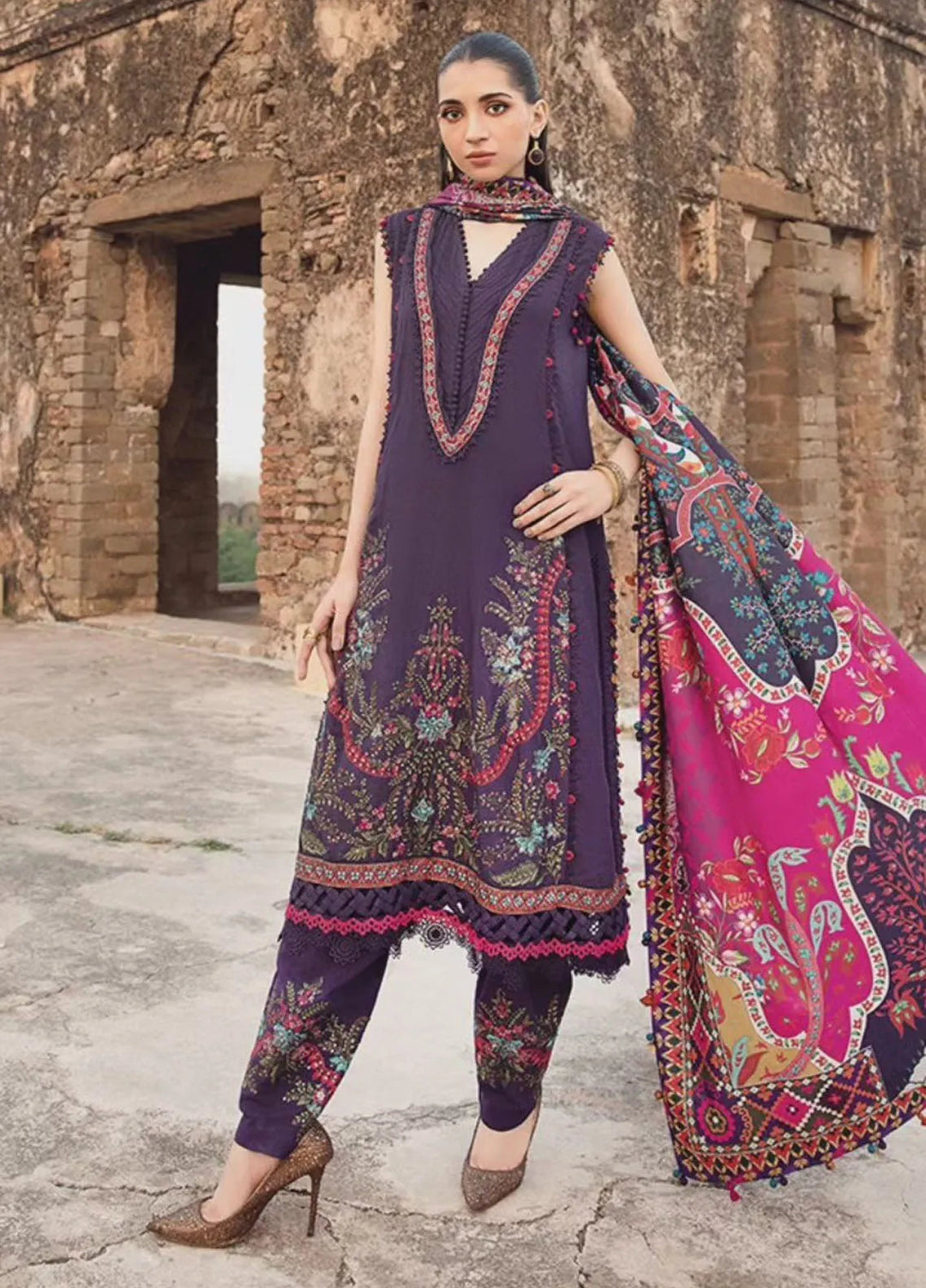 M Prints by Maria B Embroidered Suits Unstitched 3 Piece MB24MP 2A - Winter Collection