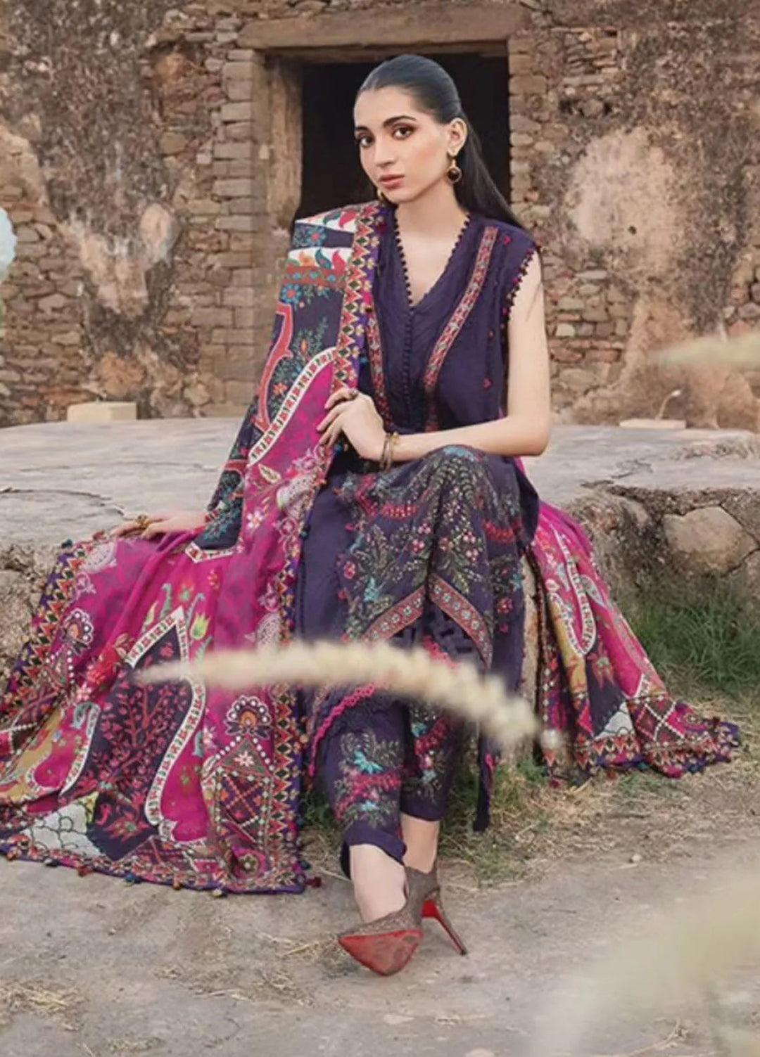 M Prints by Maria B Embroidered Suits Unstitched 3 Piece MB24MP 2A - Winter Collection