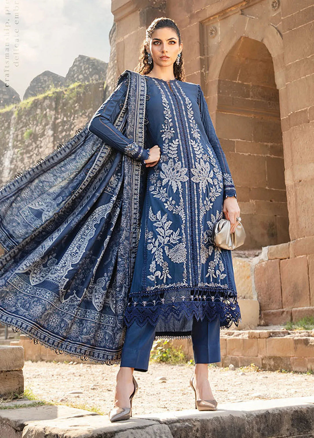 M Prints by Maria B Embroidered Suits Unstitched 3 Piece MB24MP 4B - Winter Collection