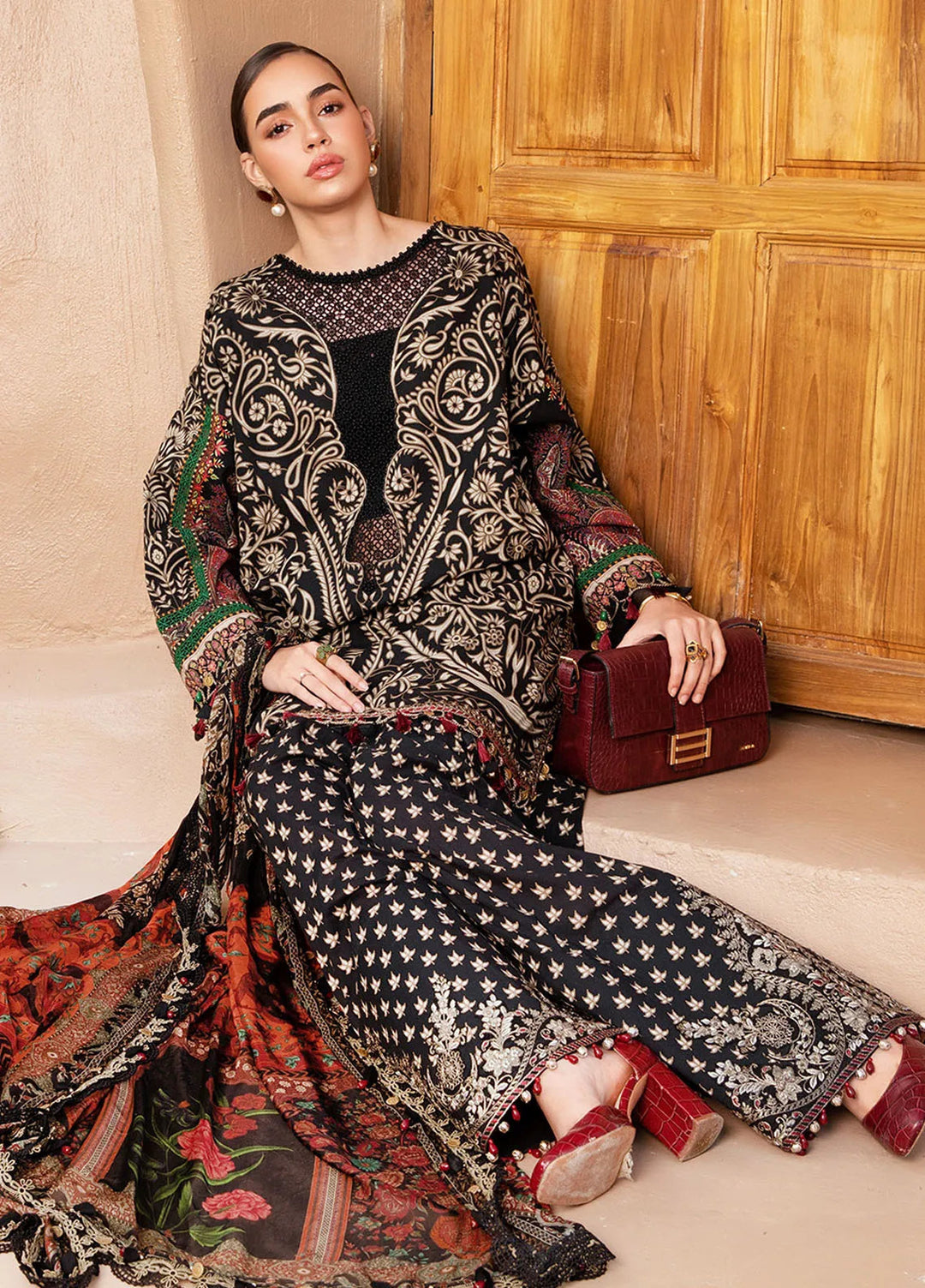 M Prints by Maria B Embroidered Suits Unstitched 3 Piece MB25MP 12B - Summer Collection
