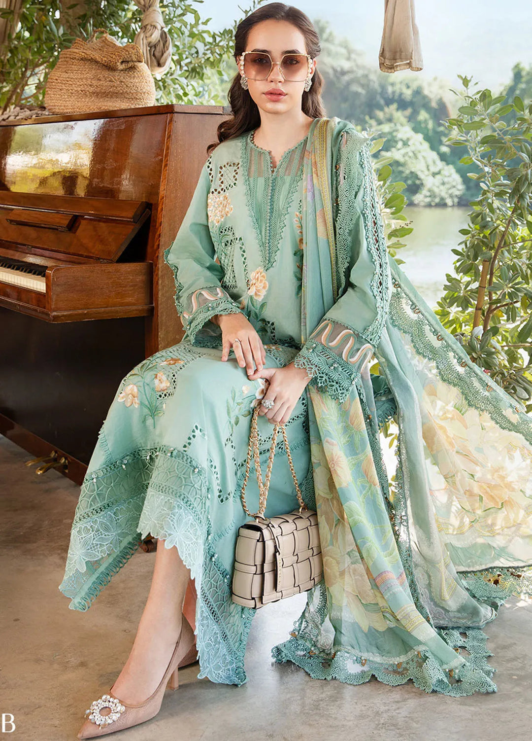 M Prints by Maria B Embroidered Suits Unstitched 3 Piece MB25MP 1B - Summer Collection
