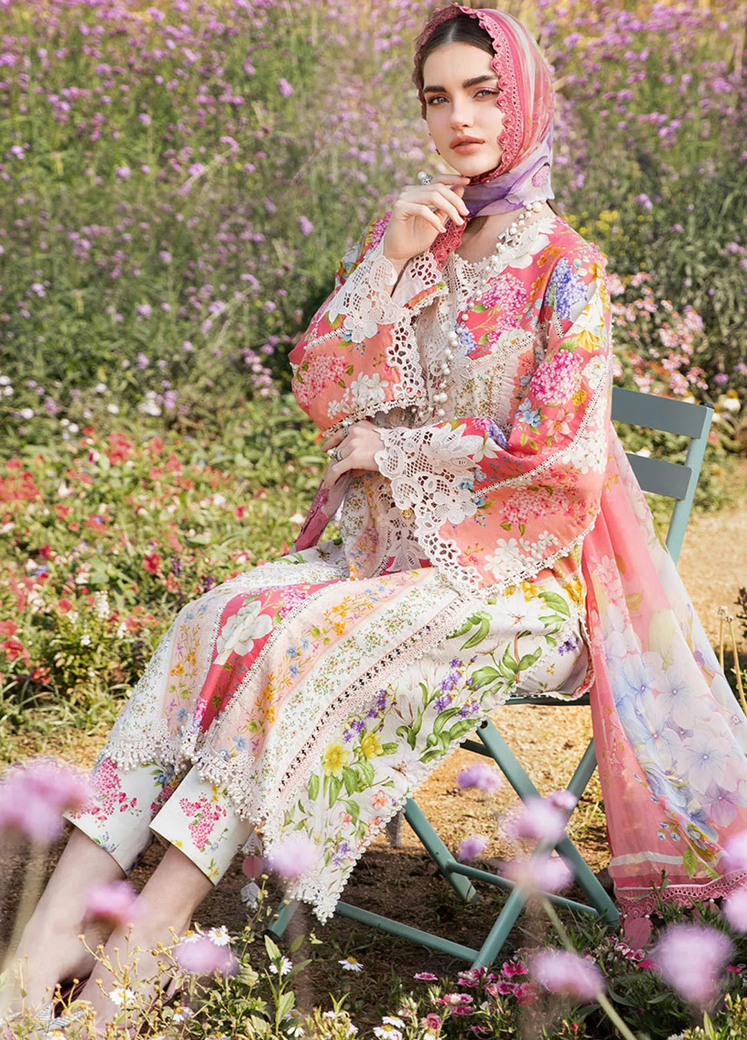 M Prints by Maria B Embroidered Suits Unstitched 3 Piece MB25MP 9B - Summer Collection