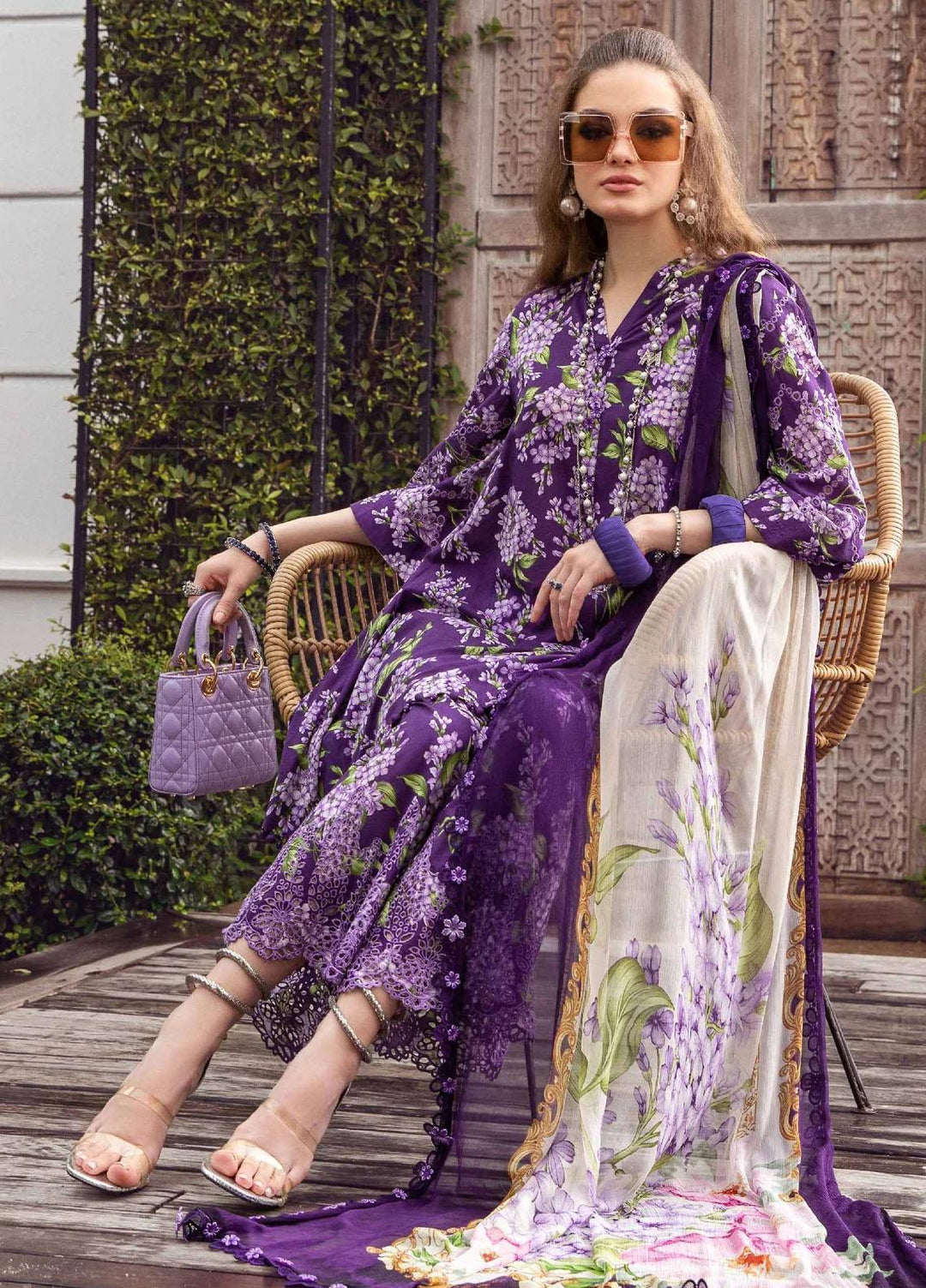 M Prints By Maria B Embroidered Cambric Suits Unstitched 3 Piece MB23MPFE 10A - Winter Collection