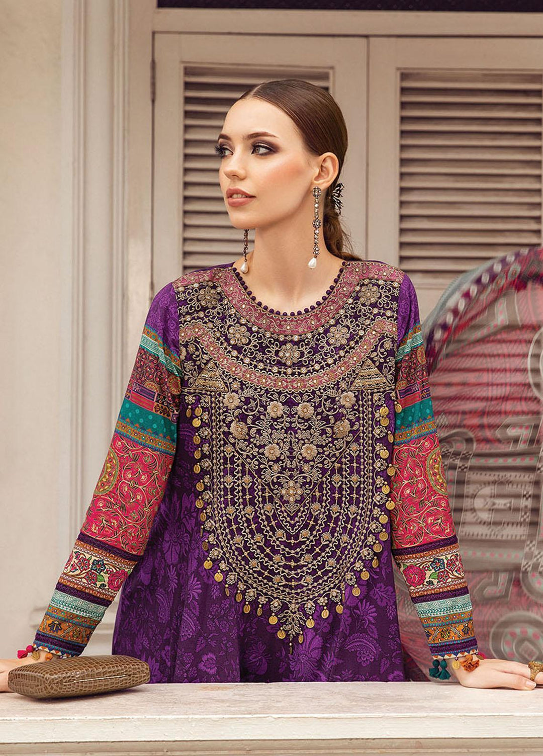 M Prints By Maria B Embroidered Cambric Suits Unstitched 3 Piece MB23MPFE 1A - Winter Collection