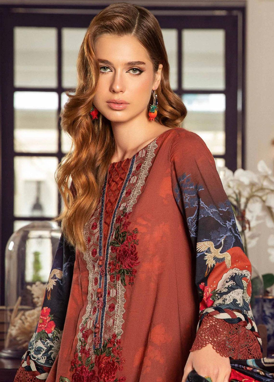 M Prints By Maria B Embroidered Cambric Suits Unstitched 3 Piece MB23MPFE 2A - Winter Collection