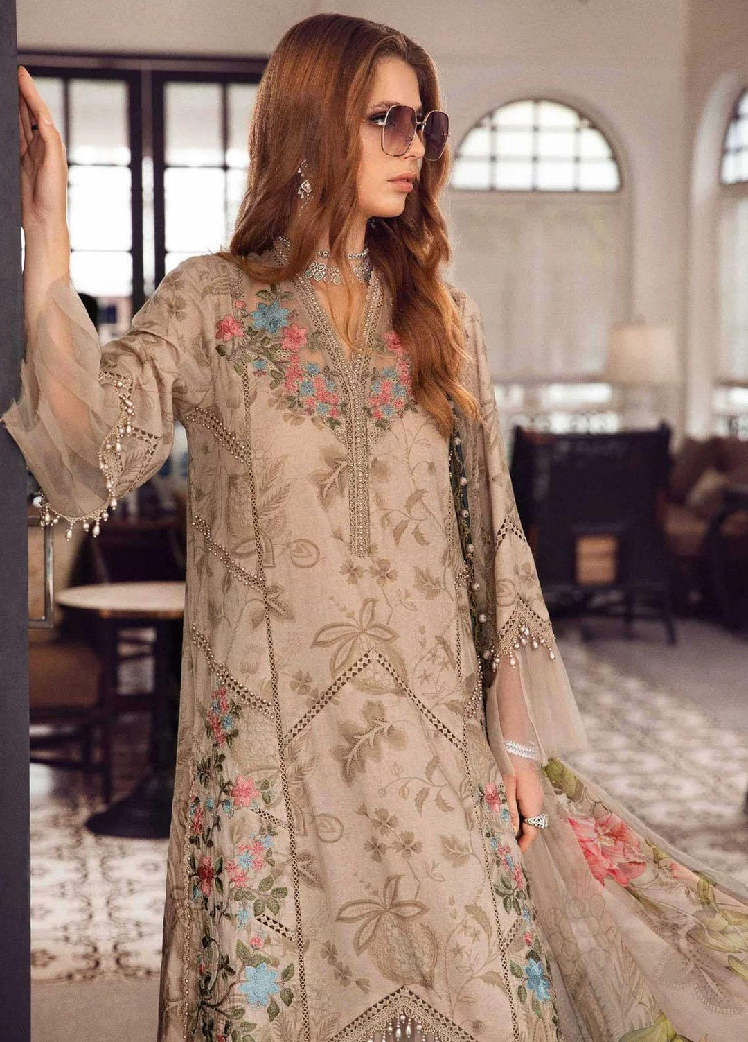 M Prints By Maria B Embroidered Cambric Suits Unstitched 3 Piece MB23MPFE 3A - Winter Collection
