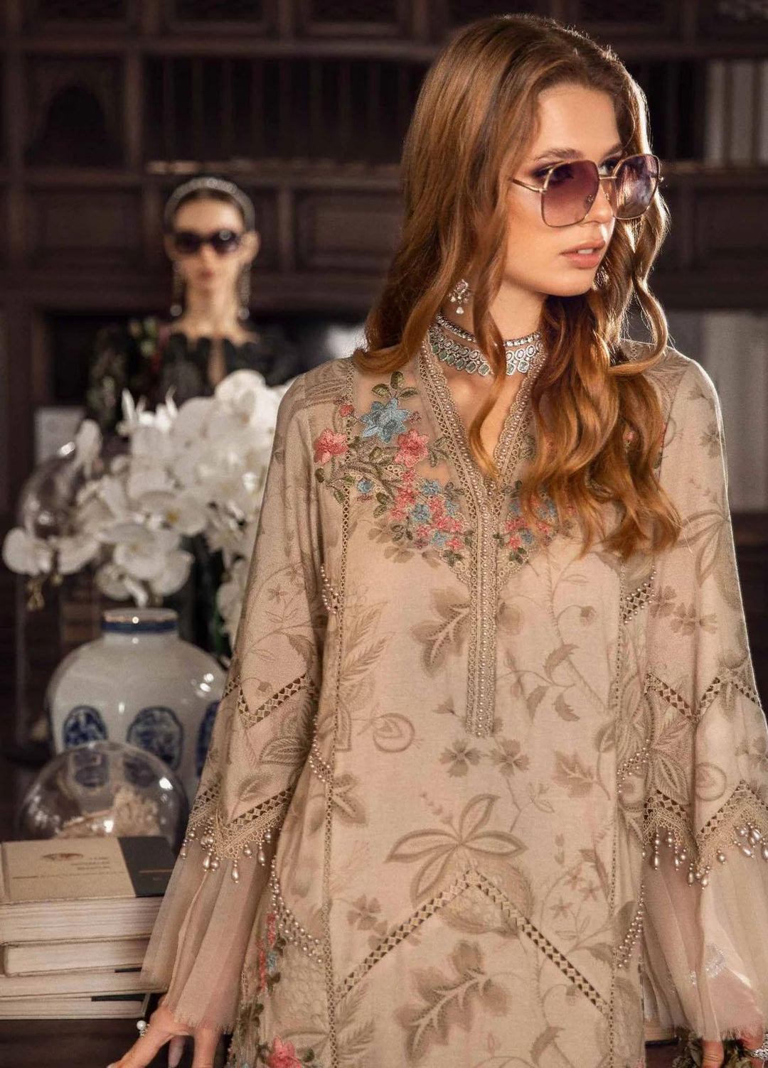 M Prints By Maria B Embroidered Cambric Suits Unstitched 3 Piece MB23MPFE 3A - Winter Collection