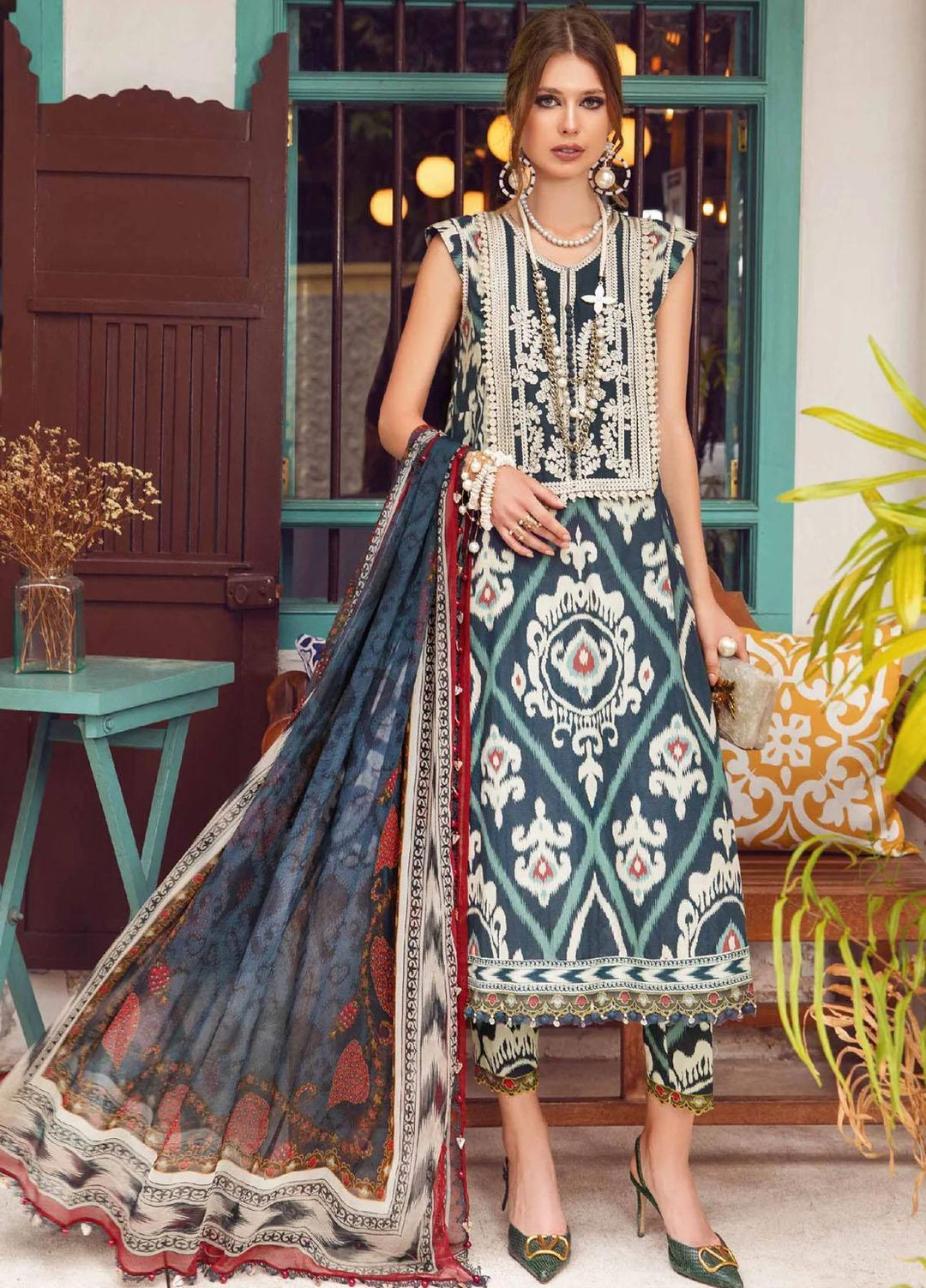 M Prints By Maria B Embroidered Cambric Suits Unstitched 3 Piece MB23MPFE 4B - Winter Collection