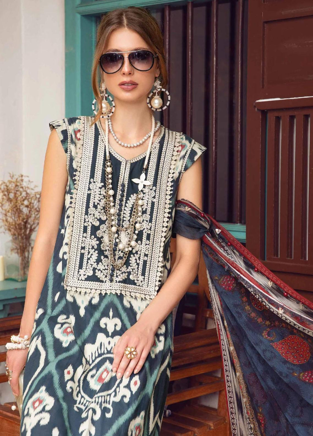 M Prints By Maria B Embroidered Cambric Suits Unstitched 3 Piece MB23MPFE 4B - Winter Collection