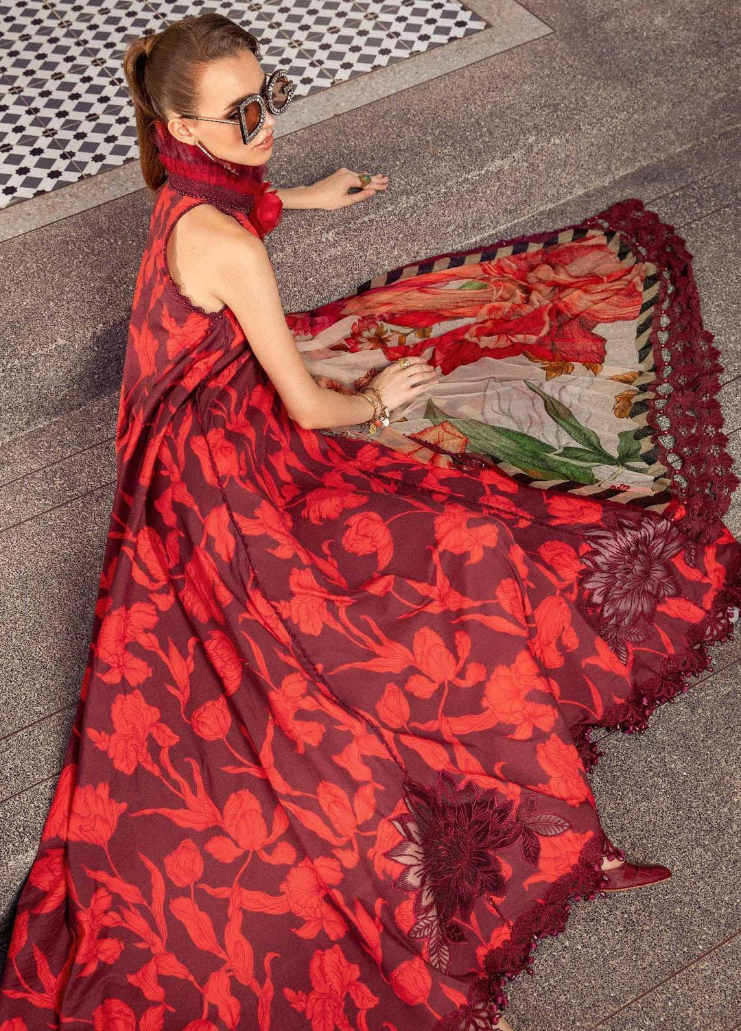 M Prints By Maria B Embroidered Cambric Suits Unstitched 3 Piece MB23MPFE 5A - Winter Collection