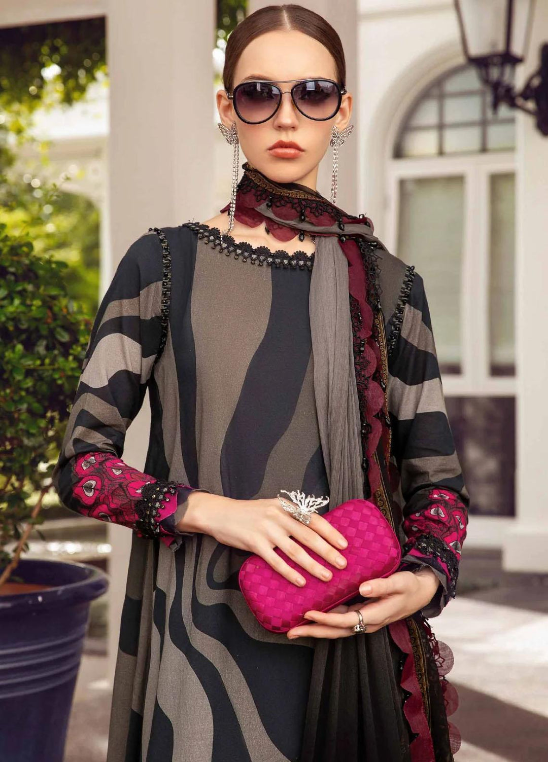 M Prints By Maria B Embroidered Cambric Suits Unstitched 3 Piece MB23MPFE 6B - Winter Collection