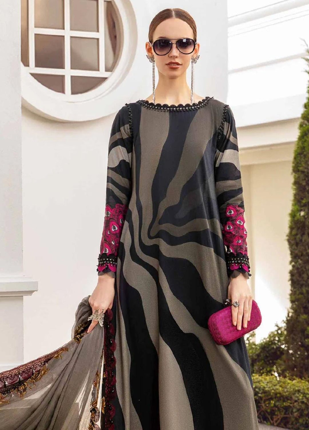 M Prints By Maria B Embroidered Cambric Suits Unstitched 3 Piece MB23MPFE 6B - Winter Collection