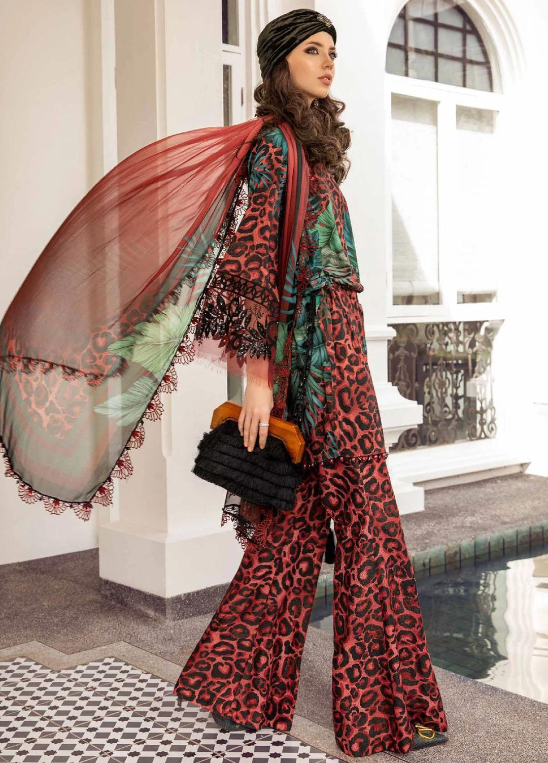 M Prints By Maria B Embroidered Linen Suits Unstitched 3 Piece MB23MPFE 7A - Winter Collection