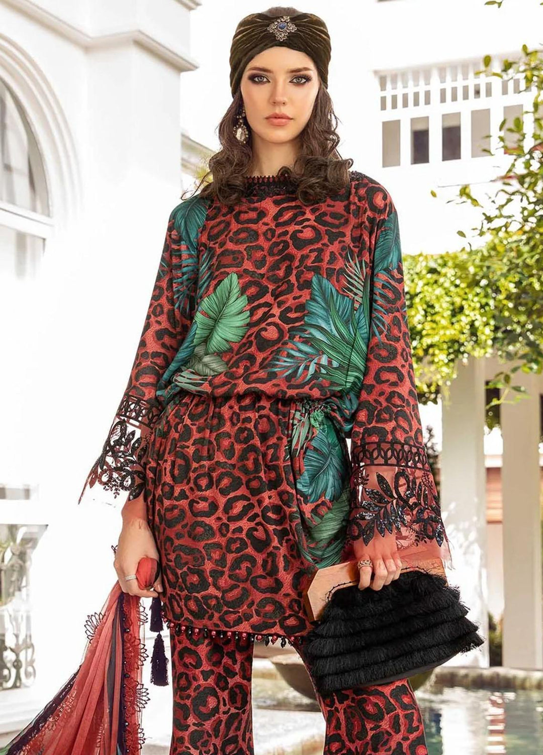 M Prints By Maria B Embroidered Linen Suits Unstitched 3 Piece MB23MPFE 7A - Winter Collection