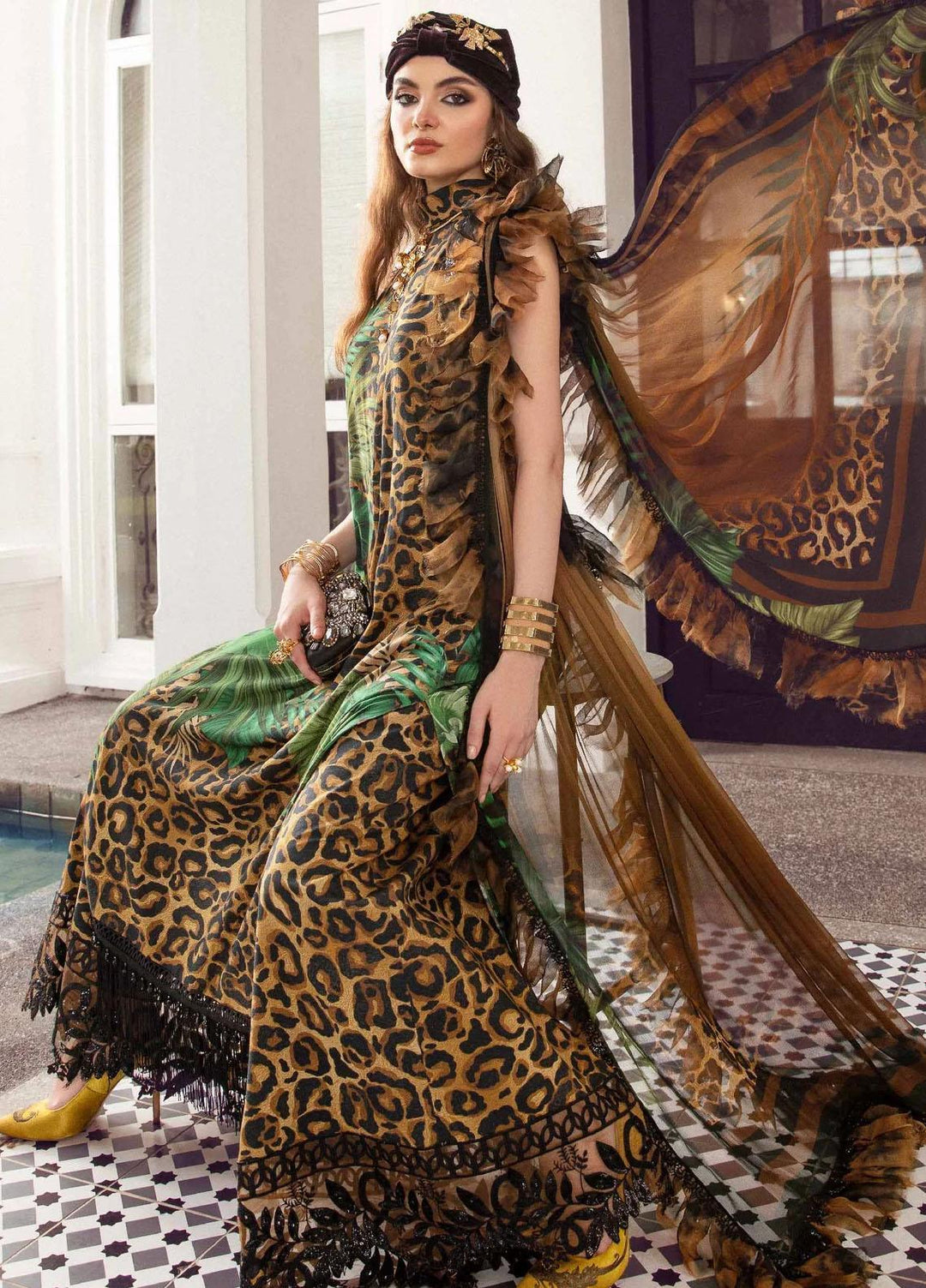 M Prints By Maria B Embroidered Linen Suits Unstitched 3 Piece MB23MPFE 7B - Winter Collection