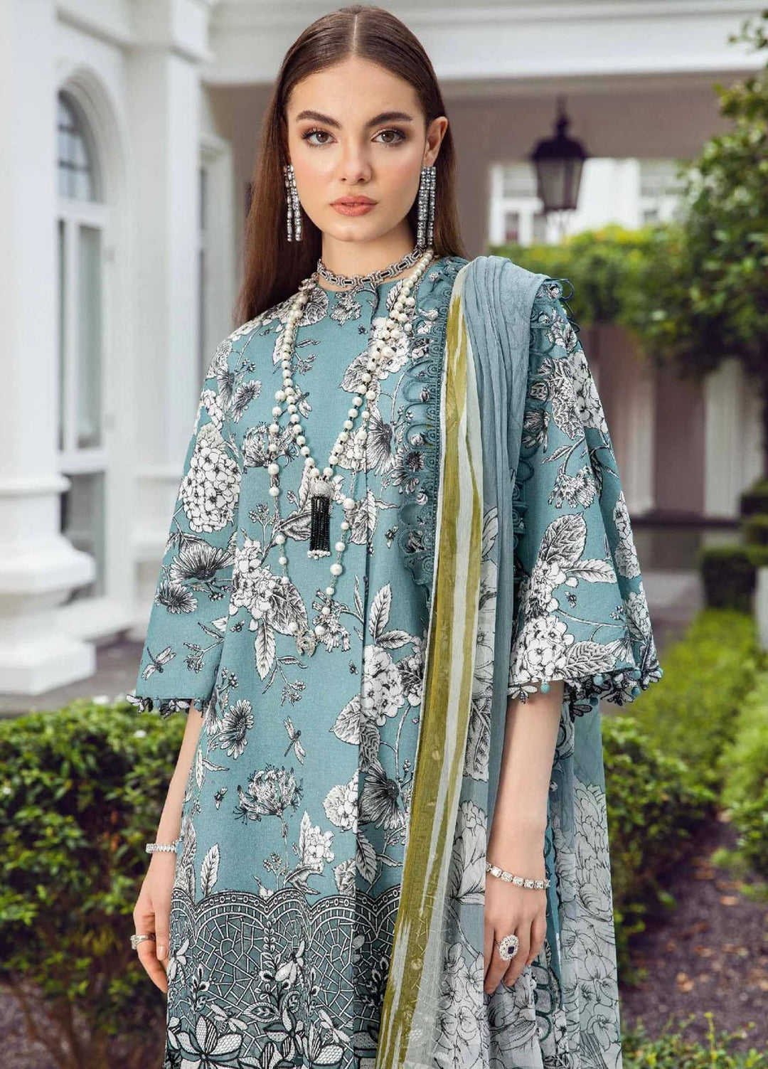M Prints By Maria B Embroidered Cambric Suits Unstitched 3 Piece MB23MPFE 8B - Winter Collection