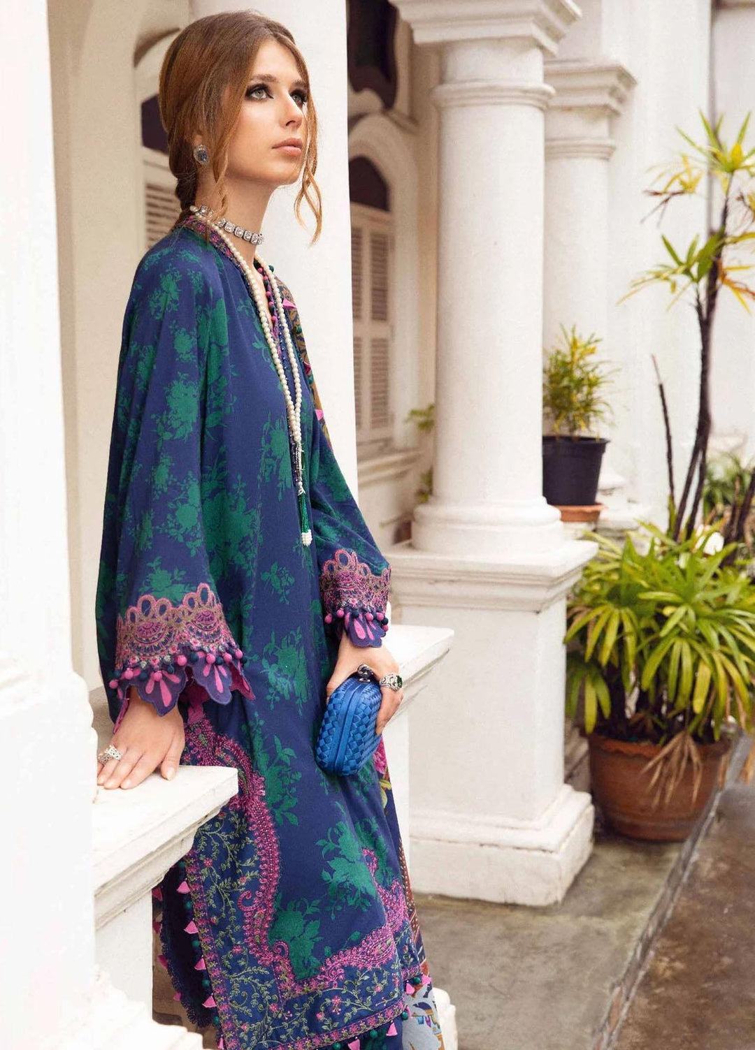 M Prints By Maria B Embroidered Linen Suits Unstitched 3 Piece MB23MPFE 9A - Winter Collection