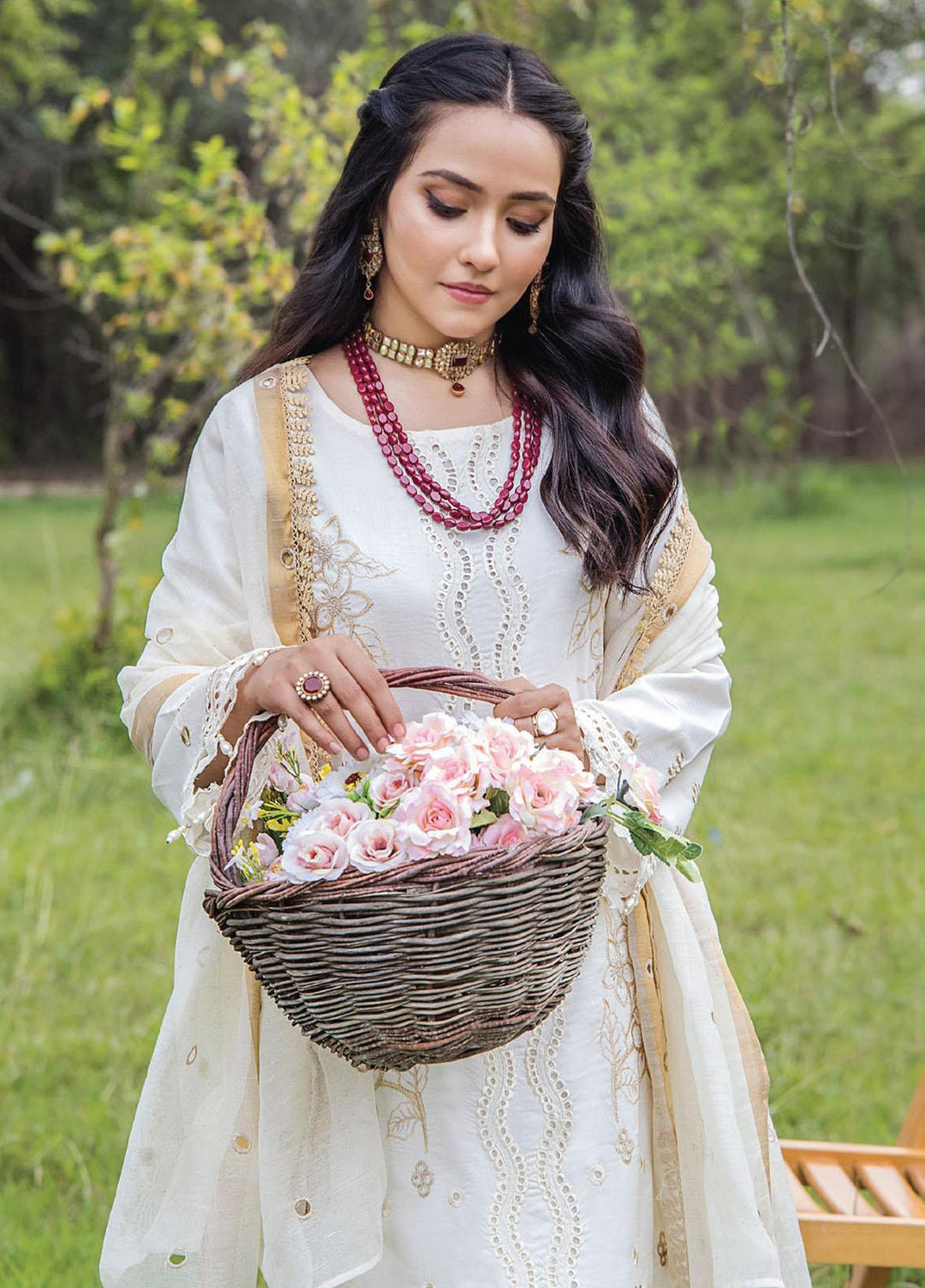 Maah Rukh By Humdum Embroidered Lawn Suits Unstitched 3 Piece HD23MR D-07 - Summer Collection