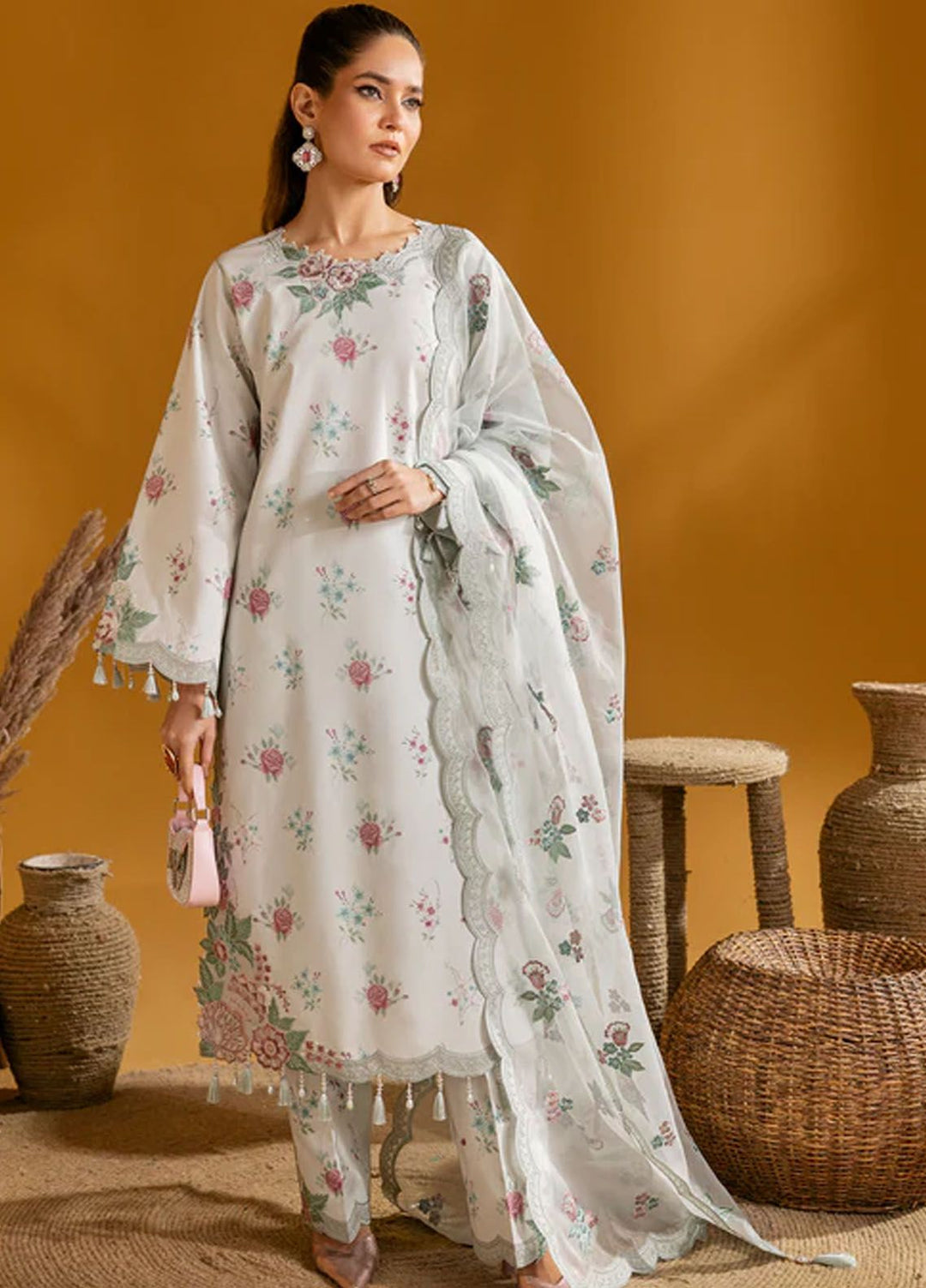 Maahi by Alizeh Fashion Embroidered Lawn Suits Unstitched 3 Piece AFB24M D-01 Ivy - Summer Collection