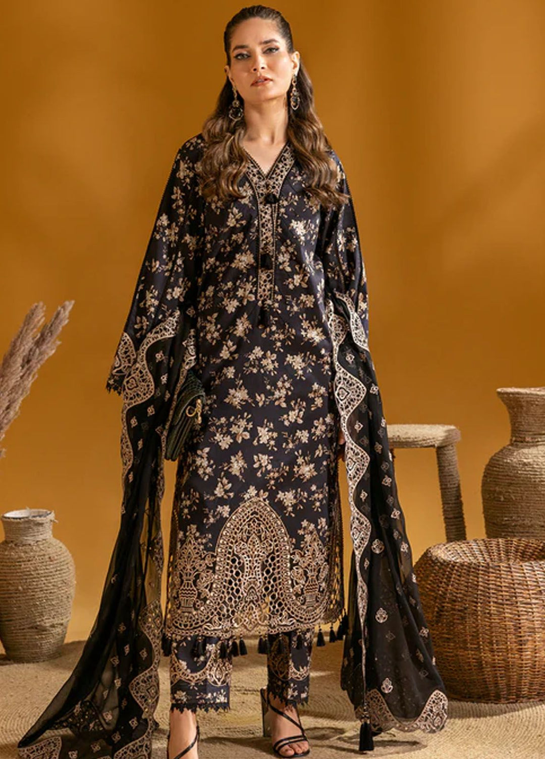 Maahi by Alizeh Fashion Embroidered Lawn Suits Unstitched 3 Piece AFB24M D-02 Tara - Summer Collection