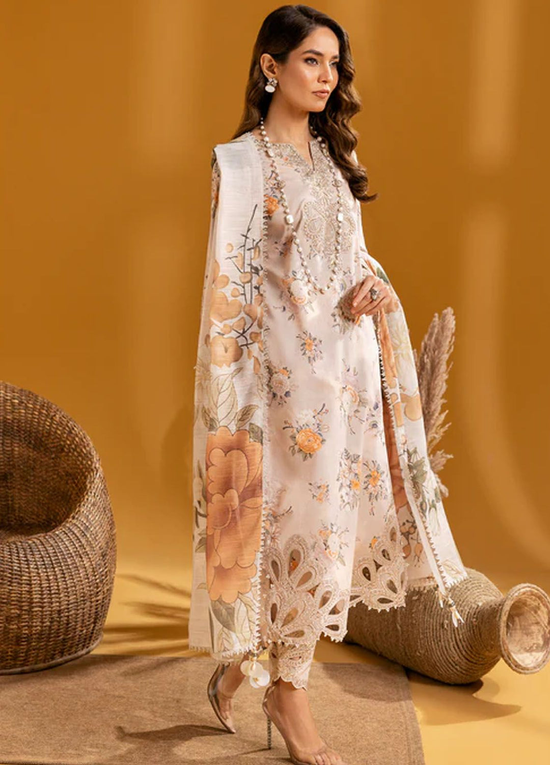 Maahi by Alizeh Fashion Embroidered Lawn Suits Unstitched 3 Piece AFB24M D-03 Hiza - Summer Collection