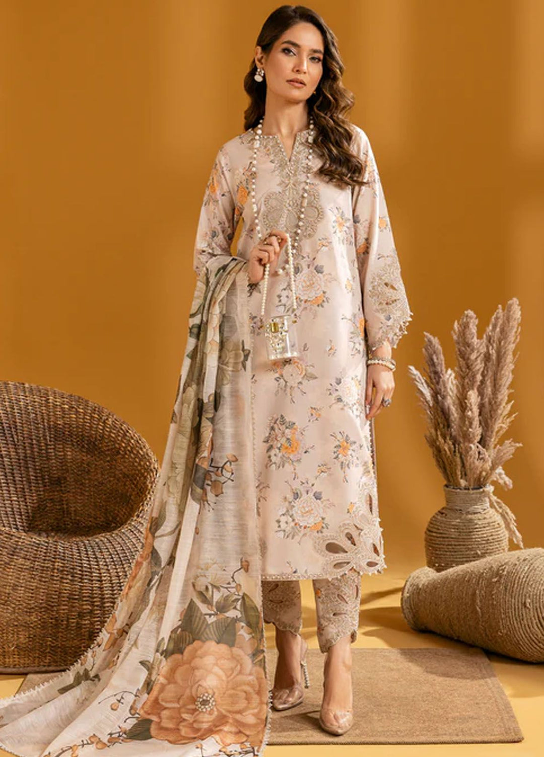 Maahi by Alizeh Fashion Embroidered Lawn Suits Unstitched 3 Piece AFB24M D-03 Hiza - Summer Collection