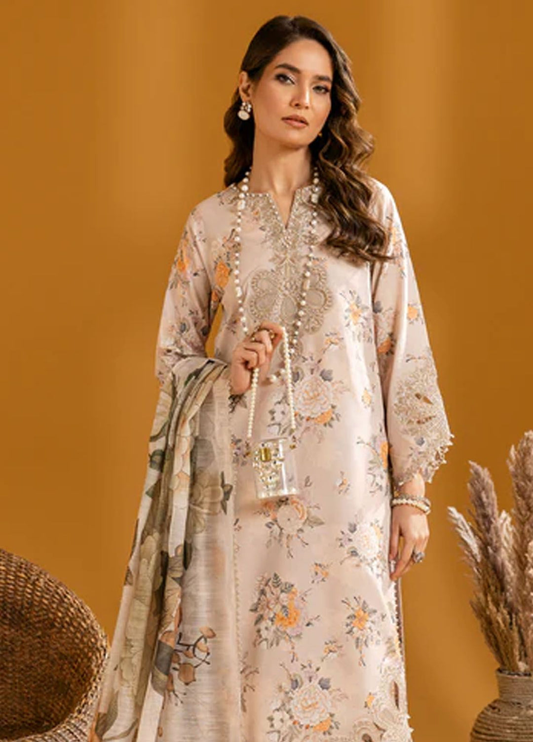 Maahi by Alizeh Fashion Embroidered Lawn Suits Unstitched 3 Piece AFB24M D-03 Hiza - Summer Collection