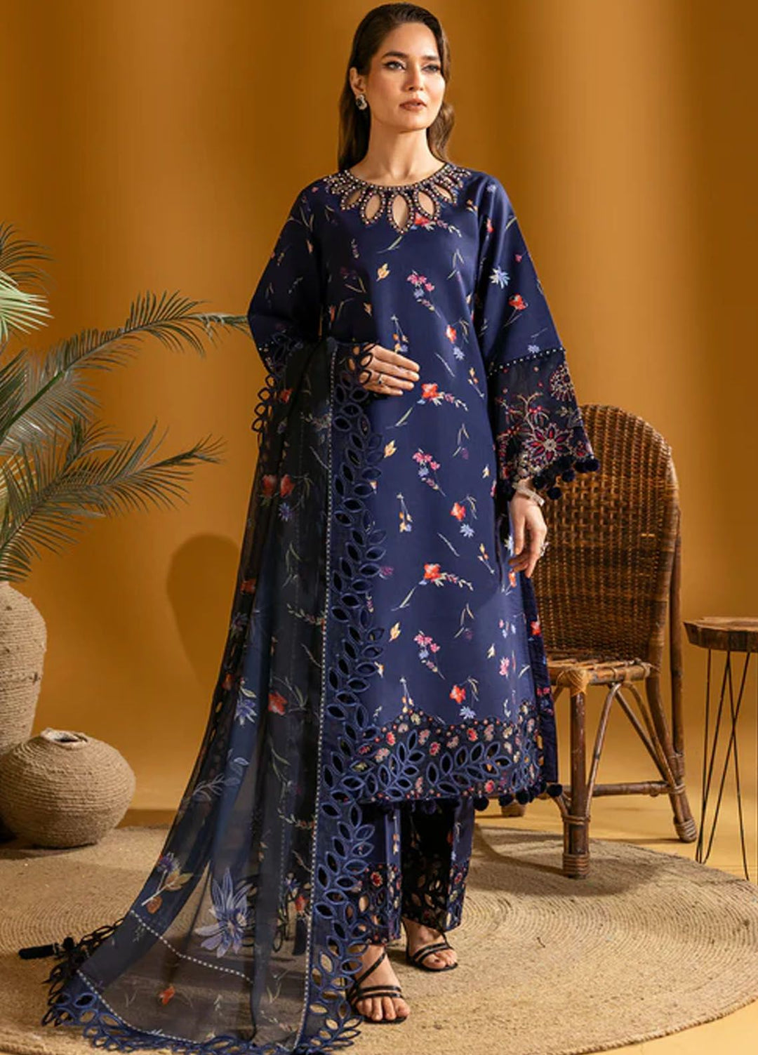 Maahi by Alizeh Fashion Embroidered Lawn Suits Unstitched 3 Piece AFB24M D-05 Iris - Summer Collection