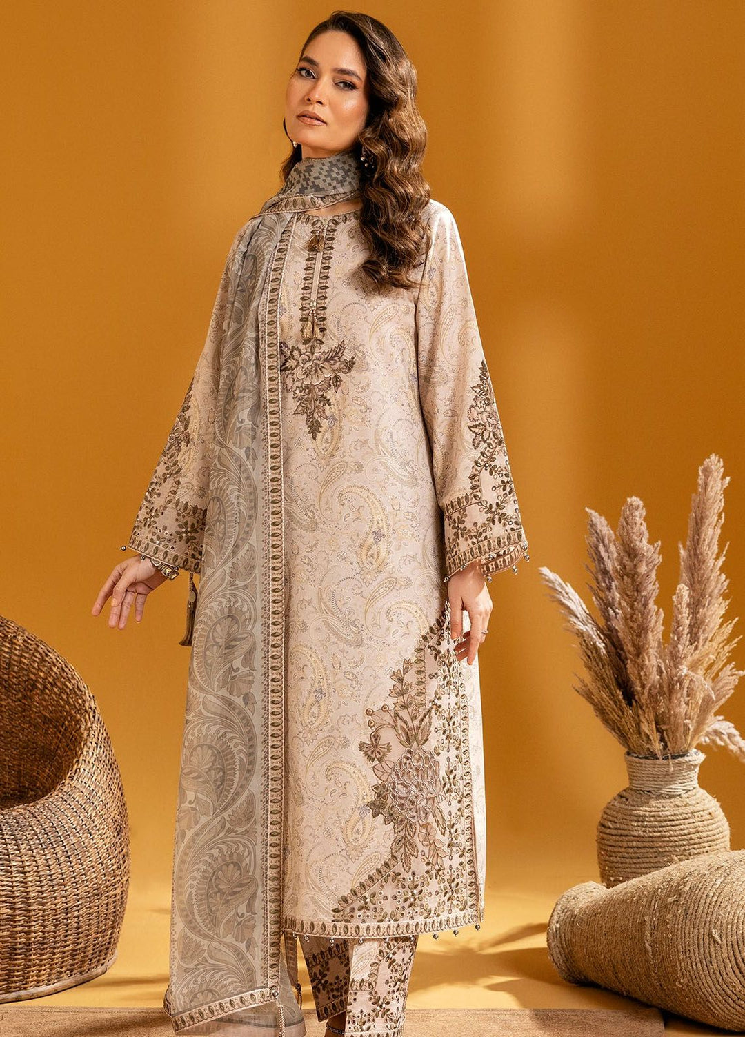 Maahi by Alizeh Fashion Embroidered Lawn Suits Unstitched 3 Piece AFB24M D-09 Hira - Summer Collection