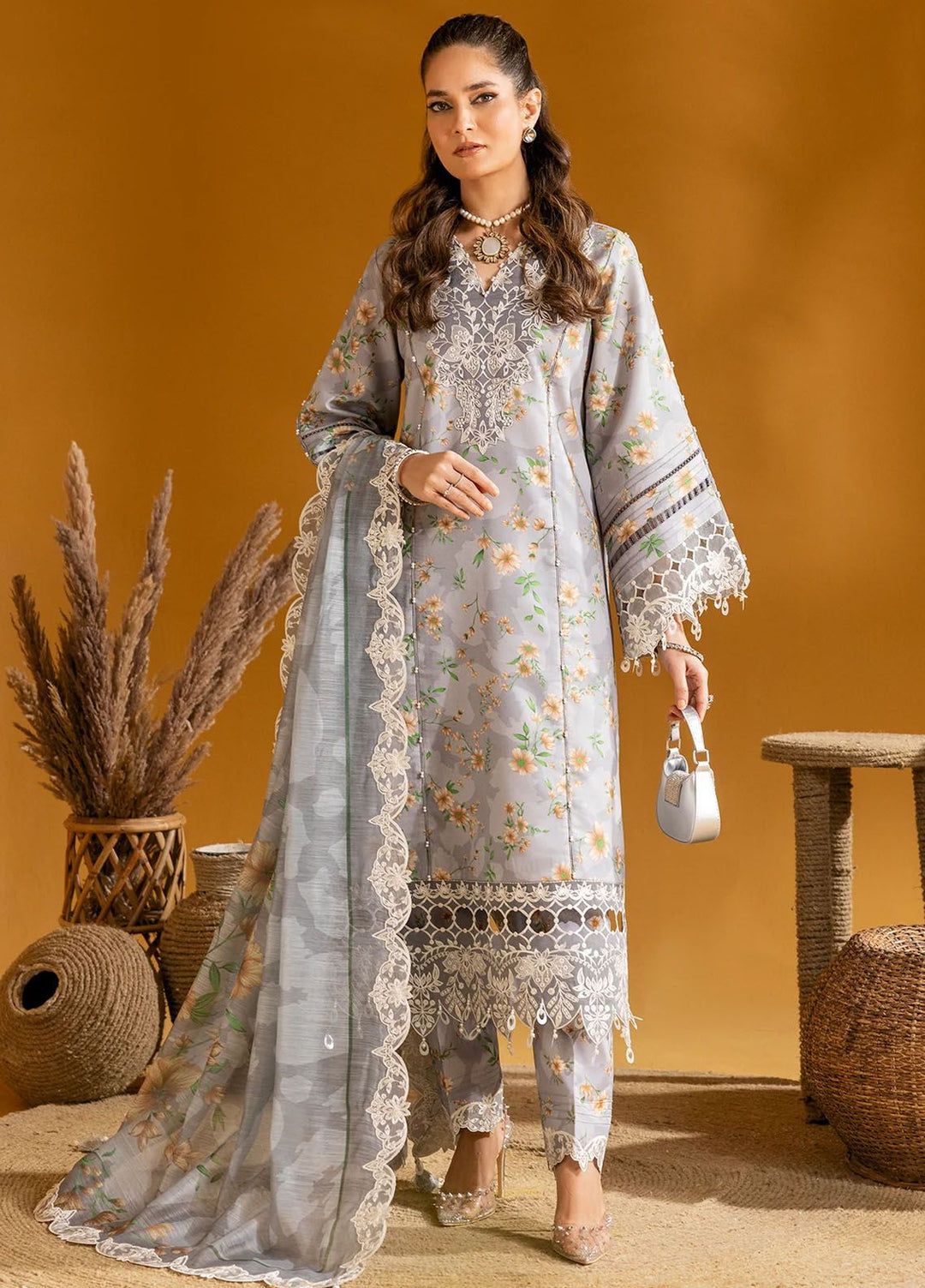 Maahi by Alizeh Fashion Embroidered Lawn Suits Unstitched 3 Piece AFB24M D-10 Lina - Summer Collection
