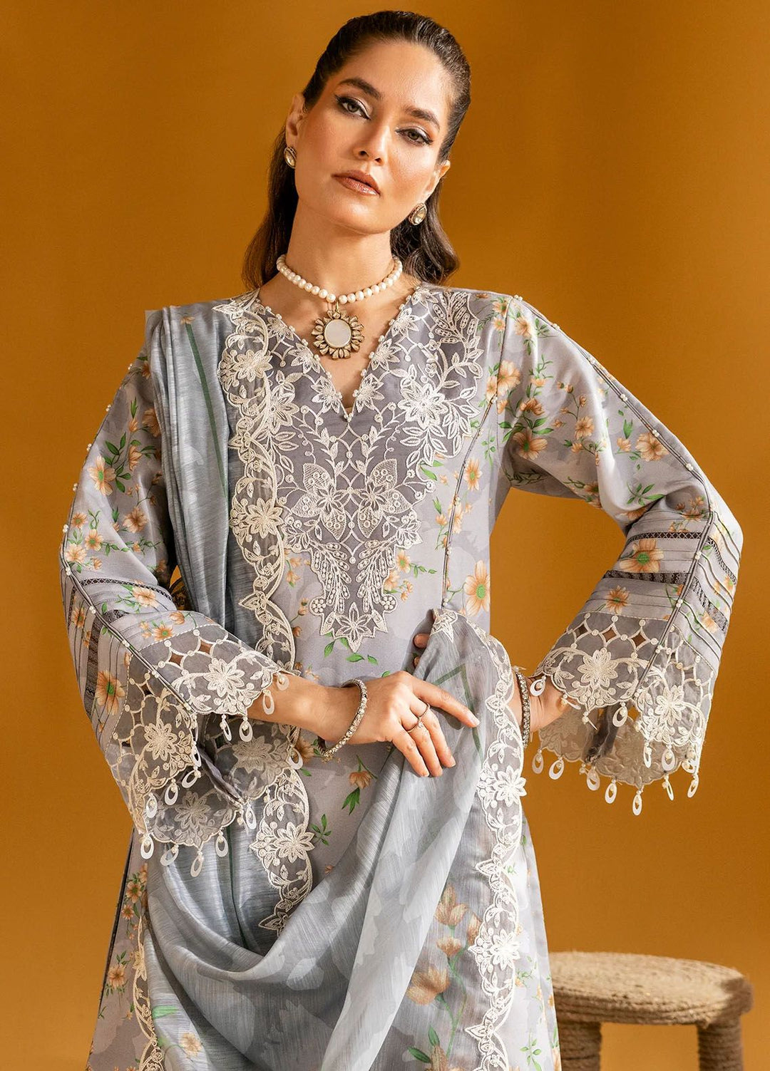 Maahi by Alizeh Fashion Embroidered Lawn Suits Unstitched 3 Piece AFB24M D-10 Lina - Summer Collection
