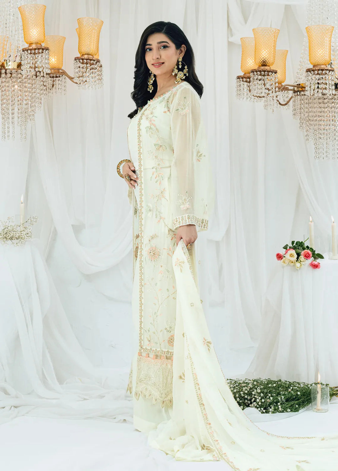 Maahi by Shamooz Embroidered Chiffon Suits Unstitched 3 Piece SHM24M SU-109 Bismil - Festive Collection