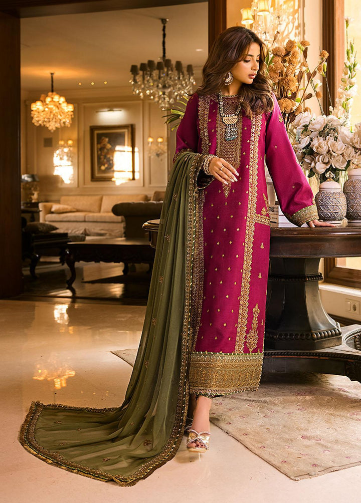 Maahru & Noorie by Asim Jofa Embroidered Cotton Silk Suits Unstitched 3 Piece AJ23MN AJSM-01 - Festive Collection
