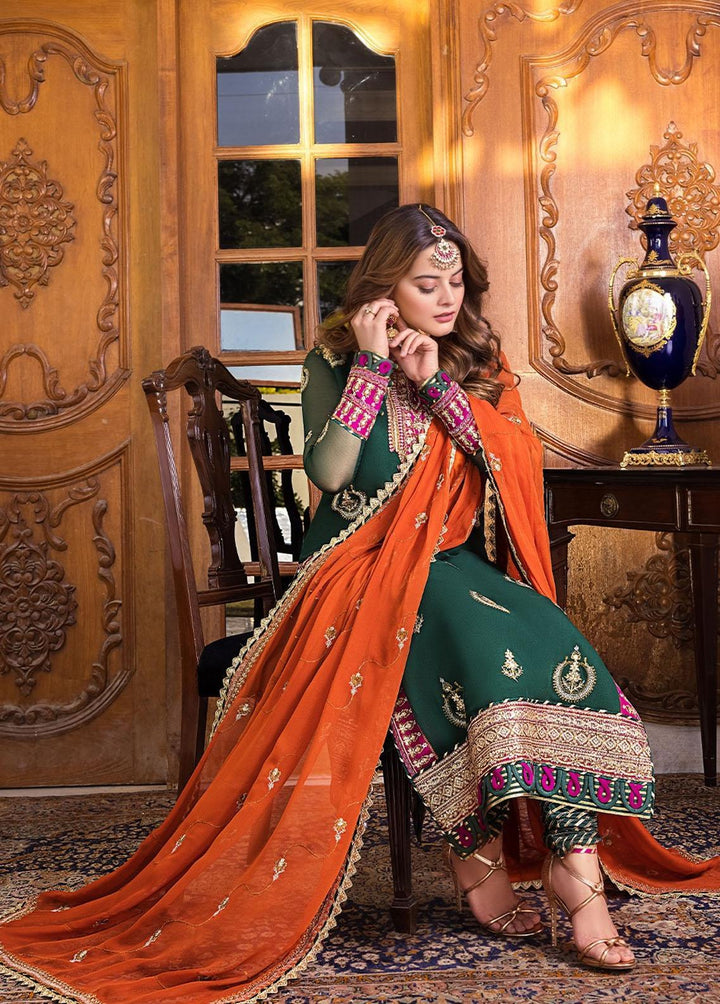 Maahru & Noorie by Asim Jofa Embroidered Chiffon Suits Unstitched 3 Piece AJ23MN AJSM-04 - Festive Collection