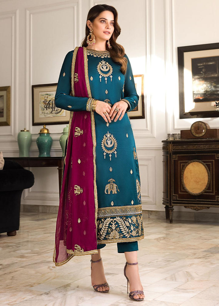 Maahru & Noorie by Asim Jofa Embroidered Silk Suits Unstitched 3 Piece AJ23MN AJSM-06 - Festive Collection