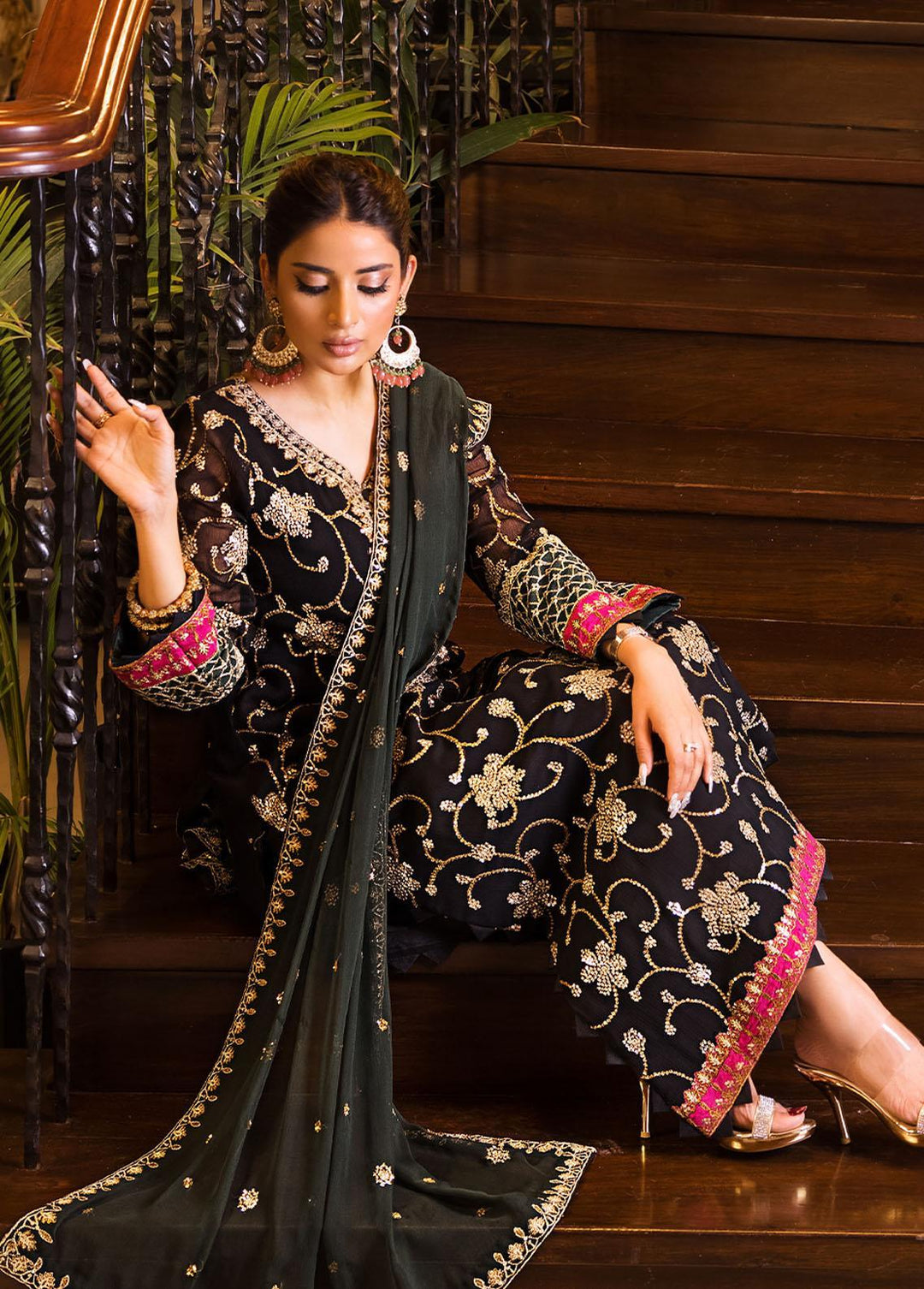 Maahru & Noorie by Asim Jofa Embroidered Chiffon Suits Unstitched 3 Piece AJ23MN AJSM-07 - Festive Collection