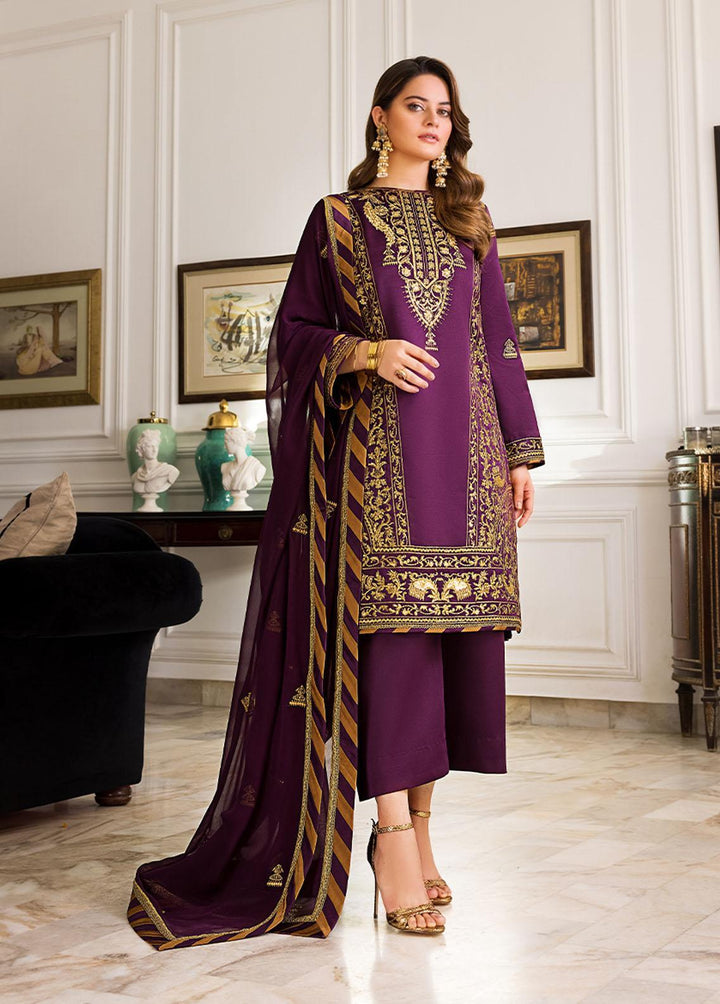 Maahru & Noorie by Asim Jofa Embroidered Silk Suits Unstitched 3 Piece AJ23MN AJSM-08 - Festive Collection
