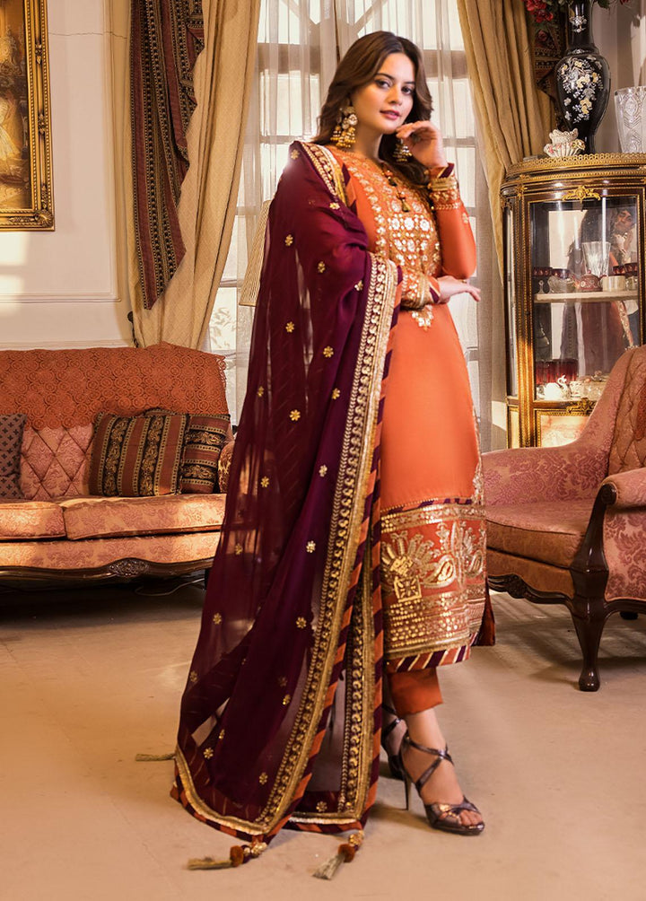 Maahru & Noorie by Asim Jofa Embroidered Silk Suits Unstitched 3 Piece AJ23MN AJSM-12 - Festive Collection