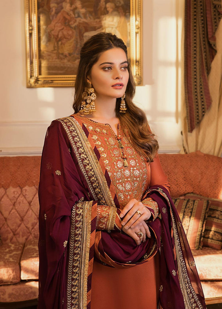 Maahru & Noorie by Asim Jofa Embroidered Silk Suits Unstitched 3 Piece AJ23MN AJSM-12 - Festive Collection