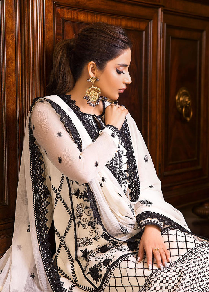 Maahru & Noorie by Asim Jofa Embroidered Cotton Net Suits Unstitched 3 Piece AJ23MN AJSM-13 - Festive Collection
