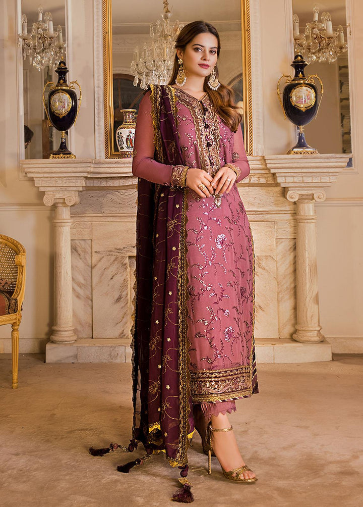 Maahru & Noorie by Asim Jofa Embroidered Chiffon Suits Unstitched 3 Piece AJ23MN AJSM-14 - Festive Collection
