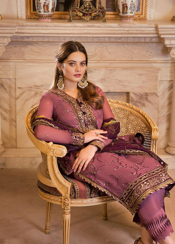 Maahru & Noorie by Asim Jofa Embroidered Chiffon Suits Unstitched 3 Piece AJ23MN AJSM-14 - Festive Collection