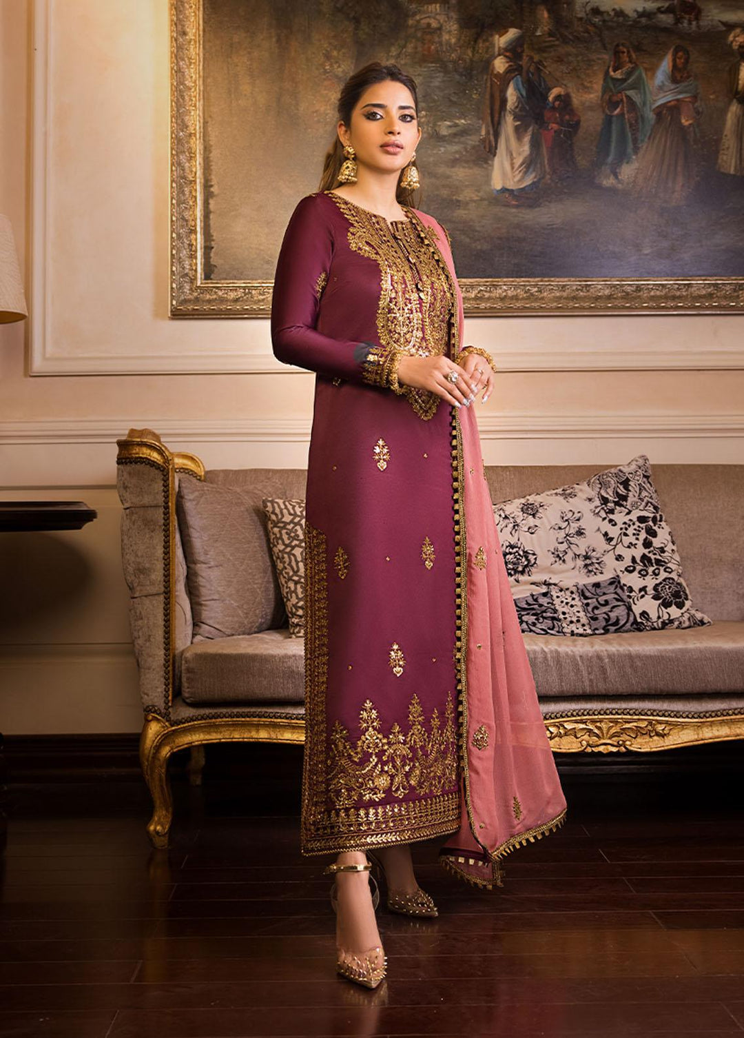 Maahru & Noorie by Asim Jofa Embroidered Silk Suits Unstitched 3 Piece AJ23MN AJSM-15 - Festive Collection