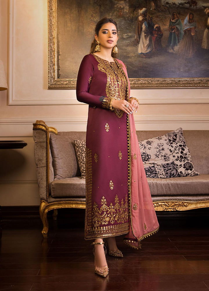 Maahru & Noorie by Asim Jofa Embroidered Silk Suits Unstitched 3 Piece AJ23MN AJSM-15 - Festive Collection
