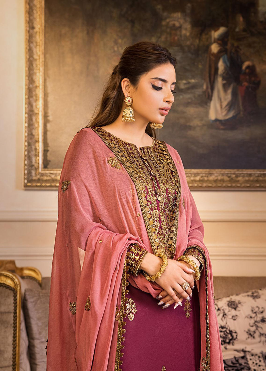 Maahru & Noorie by Asim Jofa Embroidered Silk Suits Unstitched 3 Piece AJ23MN AJSM-15 - Festive Collection