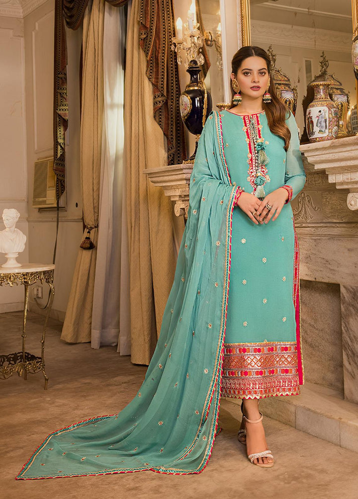 Maahru & Noorie by Asim Jofa Embroidered Chiffon Suits Unstitched 3 Piece AJ23MN AJSM-16 - Festive Collection