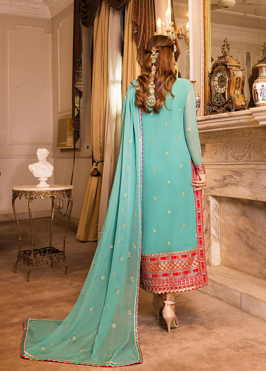 Maahru & Noorie by Asim Jofa Embroidered Chiffon Suits Unstitched 3 Piece AJ23MN AJSM-16 - Festive Collection