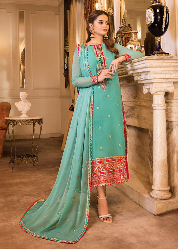 Maahru & Noorie by Asim Jofa Embroidered Chiffon Suits Unstitched 3 Piece AJ23MN AJSM-16 - Festive Collection