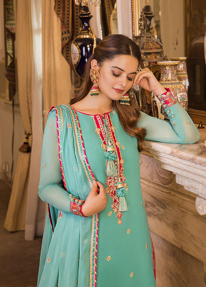 Maahru & Noorie by Asim Jofa Embroidered Chiffon Suits Unstitched 3 Piece AJ23MN AJSM-16 - Festive Collection