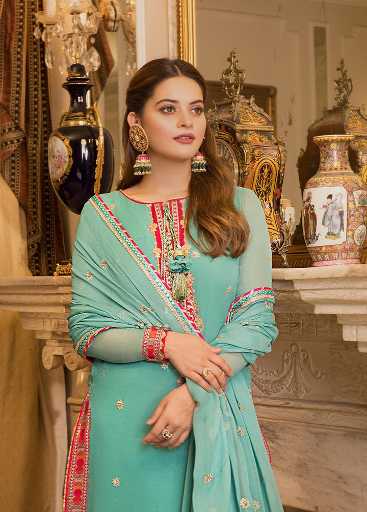 Maahru & Noorie by Asim Jofa Embroidered Chiffon Suits Unstitched 3 Piece AJ23MN AJSM-16 - Festive Collection